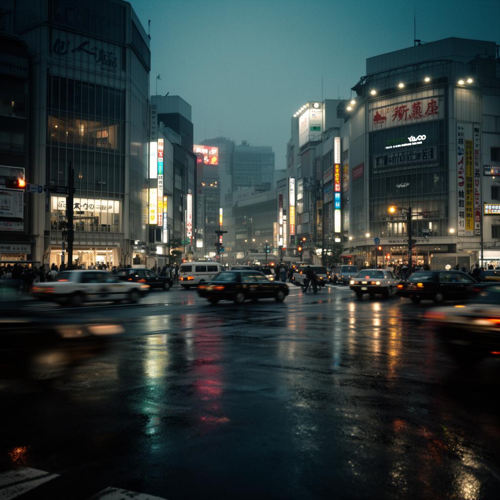 Tokyo intersection at twilight